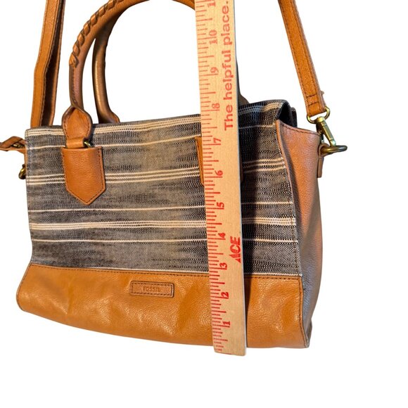Fossil Striped Canvas & Leather Crossbody/Handbag With Adjustable Strap - Picture 12 of 16